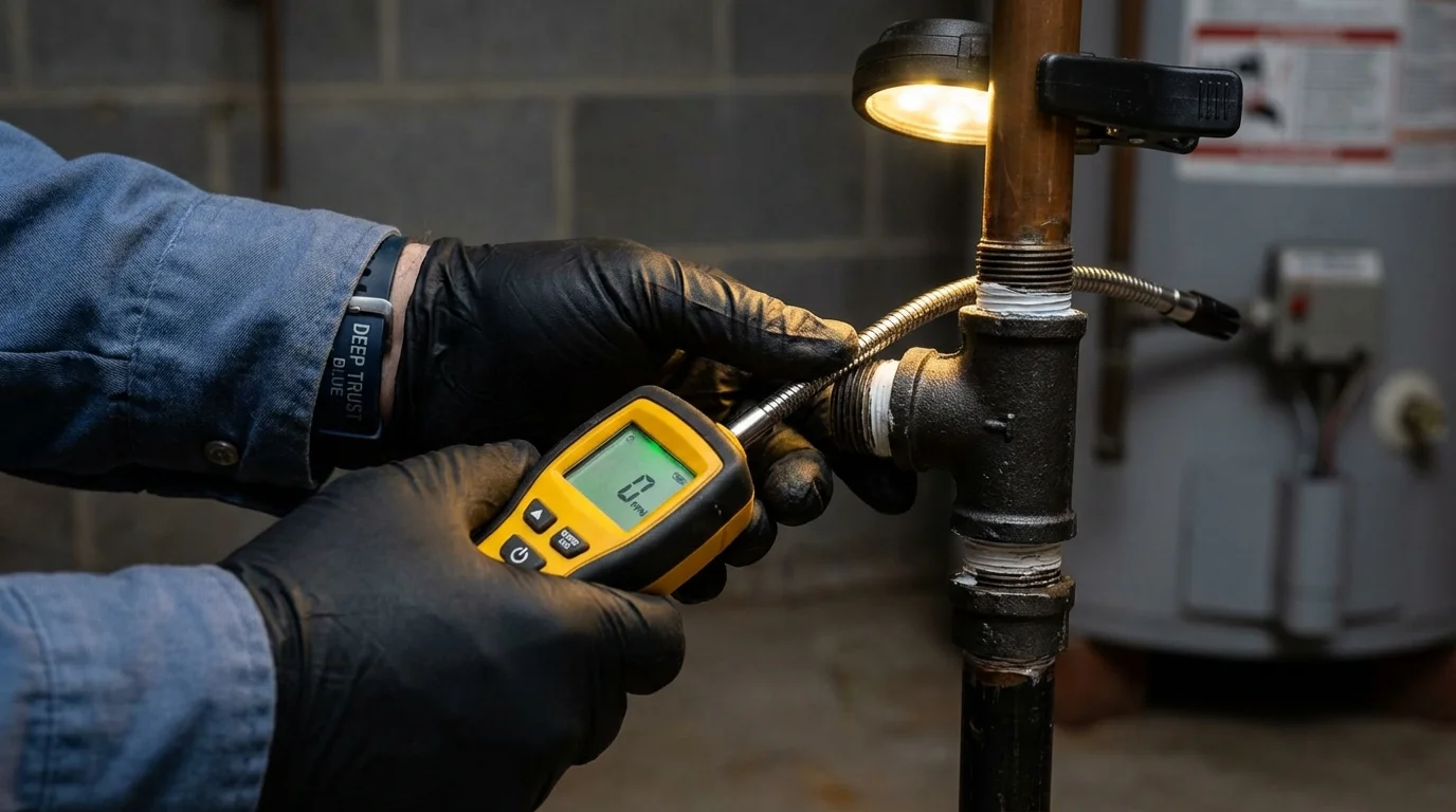 Gas leak detection with electronic sniffer by Johns Plumbing LLC in Kaysville