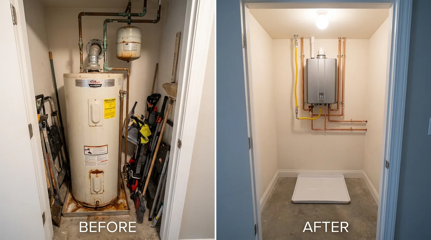 Tank water heater versus wall-mounted tankless unit comparison for Kaysville, UT homeowners